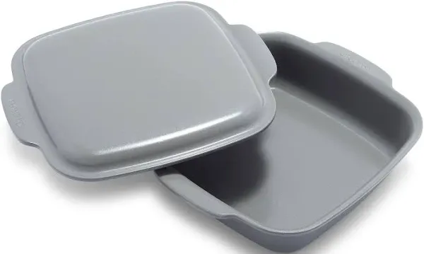 GreenPan Premiere Ovenware Ceramic Nonstick Square Cake Pan 8&#034;x8&#034; Gray