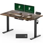 FLEXISPOT EN2 Electric Standing Desk 55x28 Black Frame Rustic Brown