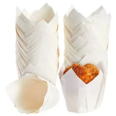 Juvale 100-Pack White Tulip Cupcake Liners