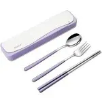 Travel Utensils, 18/8 Stainless Steel 4pcs Cutlery Set Portable Camp Reusable...