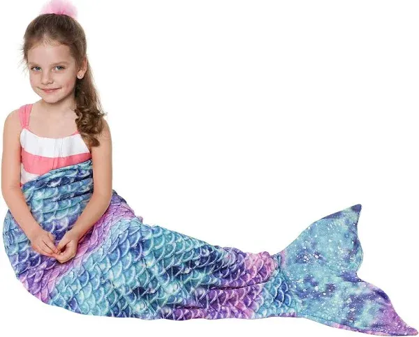 Catalonia Kids Mermaid Tail Blanket, Super Soft Plush Flannel Sleeping Snuggl...