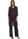 R&M Richards Womens 3PC Lace Pant Suit Brown 4