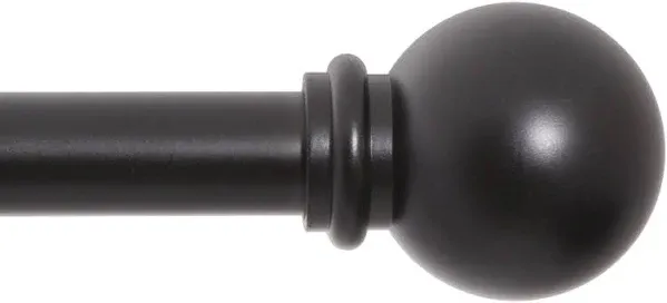 Kenney Chelsea 5/8" Standard Decorative Window Curtain Rod, 28-48", Matte Black