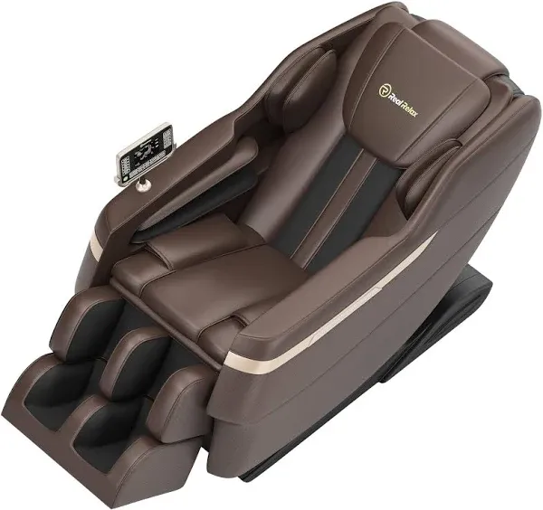 Real Relax 2024 Massage Chair Full Body, Zero Gravity Massage Chair with 6 Auto Modes,Fixed-Point Massage Rollers, LCD, Bluetooth, Brown