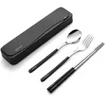 Travel Utensils 18/8 Stainless Steel 4pcs Cutlery Set Portable Camp Reusable ...