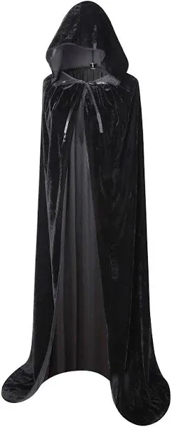 Long Hooded Cloak Velvet Cape Witch Costume Halloween Costumes for Women Men