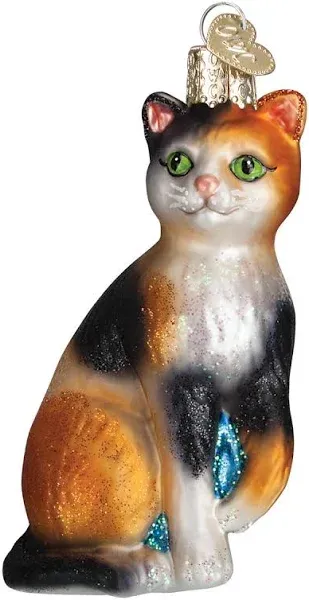 Old World Christmas Glass Blown Calico Cat Ornament