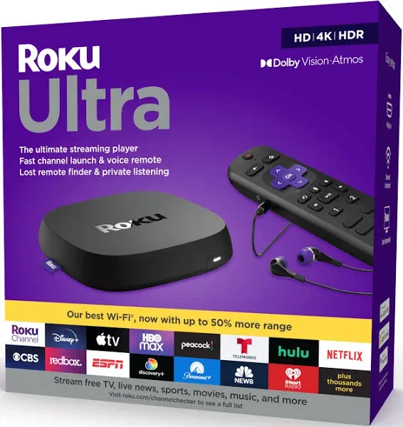 Roku Ultra 4800R 4K Streaming Media Player - Black