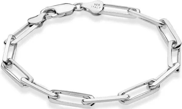 Miabella Italian Paperclip Link Chain Bracelet