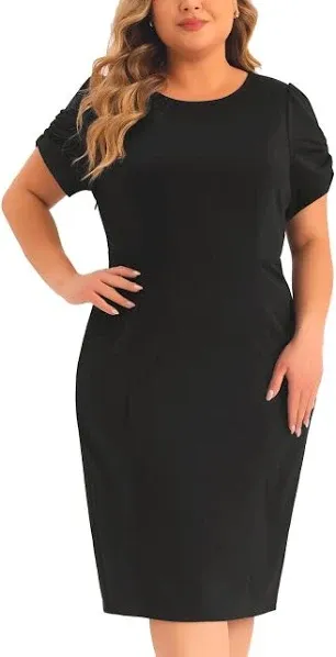 Plus size dress for women Short Sleeve Above The Knee Sheath Dress Office Wear To Work Dresses