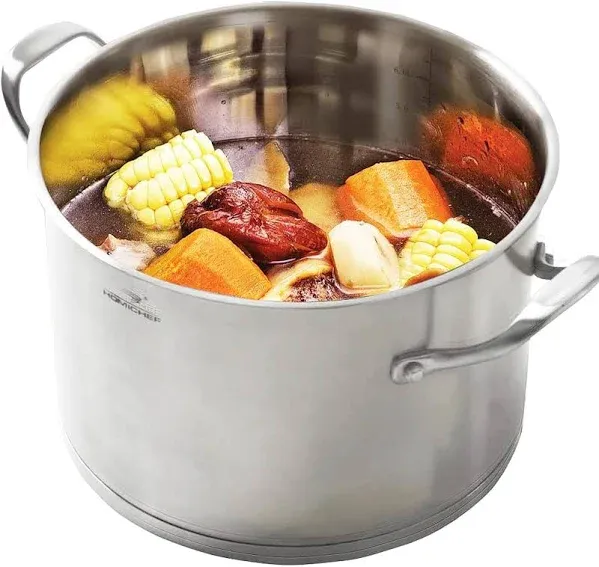 HOMI CHEF HEAVY ECOLOGICAL NICKEL FREE Stainless Steel Stock Pot 8QT with Lid