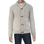 x Ray Men's Cable Knit Shawl Collar Cardigan - Cream - Size S