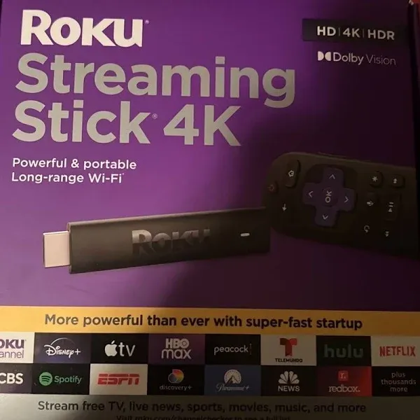 Roku Streaming Stick 4K 2021 | Streaming Device 4K/HDR/D. Vision with Roku Voice Remote and TV Controls (Renewed)