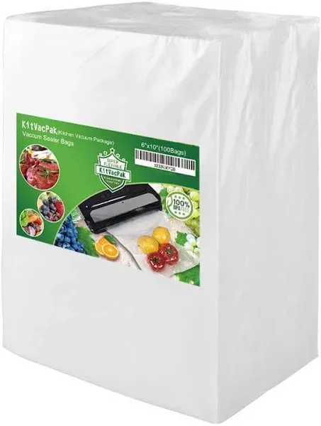 KitVacPak 200 Quart 8X12 Vacuum Food Sealer Bags with BPA Free and Heavy Duty,Co