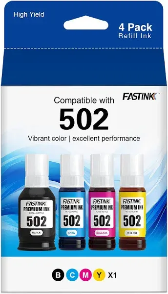 Compatible Epson 502 Refill Ink Bottles,High Capacity,Replacement for Ecotank ET-2760 ET-4760 ET-3760 ET-3850 ET-2850 ET-3750 ET-2750 ET-4750 ET-4850 ET-3830 ET-2700 ET-3700 ET-3710 Printer