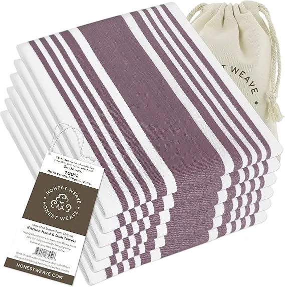 Gots Certified Organic Cotton Kitchen Hand And Dish Towel Sets Oversized 20x30 I