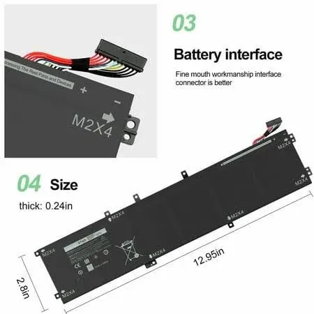 6GTPY 97WH Battery for Dell XPS 15 9570 9560 9550 Precision 5520 5510 5530 5540 M5510 M5520 Workstation, Vostro 7500, GPM03 5XJ28 5D91C 5041C 05041C 15-9560-D1545 D1645 P56F P56F001 P56F002 11.4V