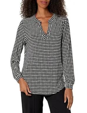 Anne Klein v neck polka dot dress shirt