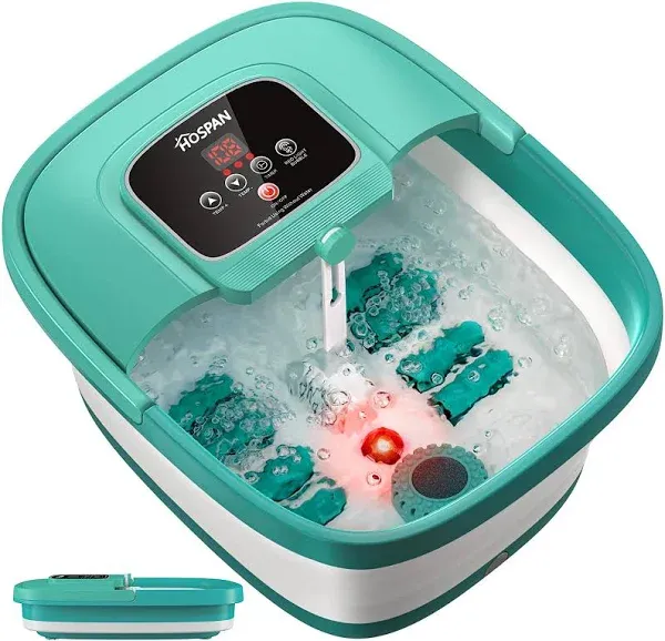 HOSPAN Collapsible Foot Spa w/Heat, Bubble, Red Light, Bath Massager Sky Blue