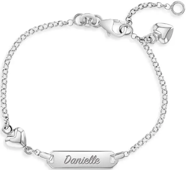 Girl's Puff Hearts Tag ID Bracelet