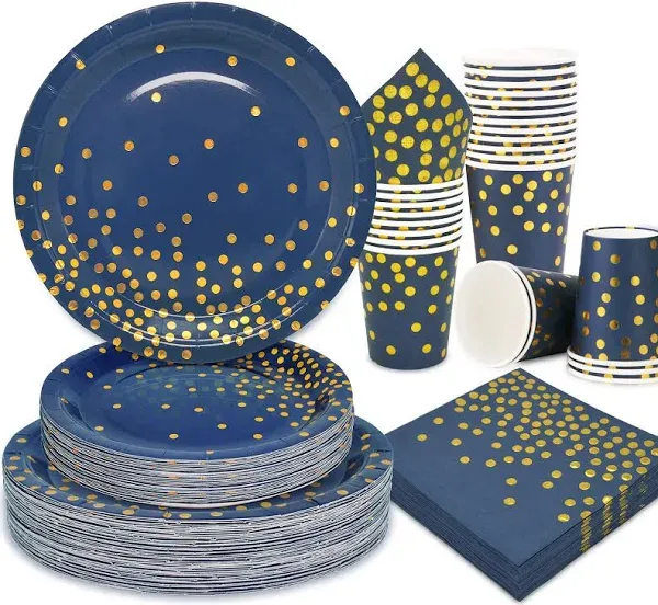 Blue Plates and Napkins Party Supplies 200Pcs, Blue Paper Plates, Blue Plates...