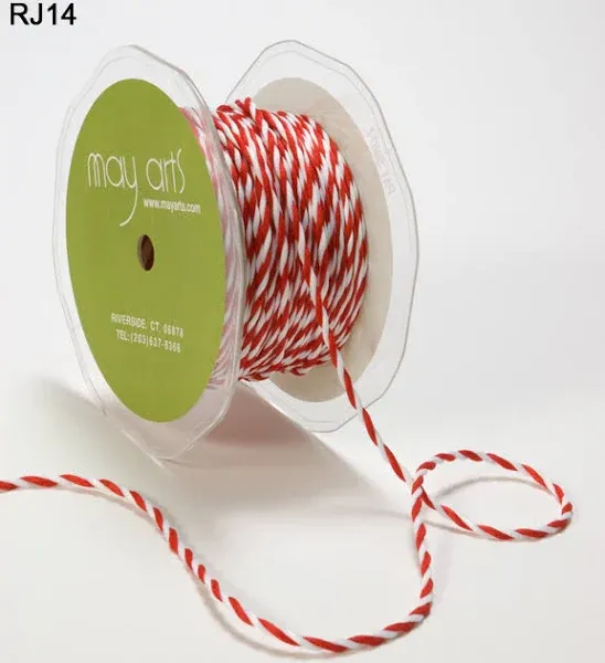 May Arts Red and White Twisted Rope Ribbon