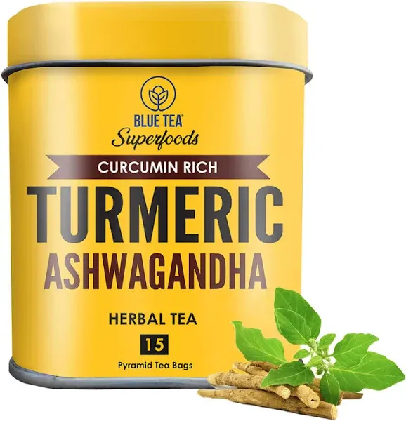 VAHDAM, Turmeric Ashwagandha Herbal Tea Bags (30 Count) Caffeine Free, Non GMO,