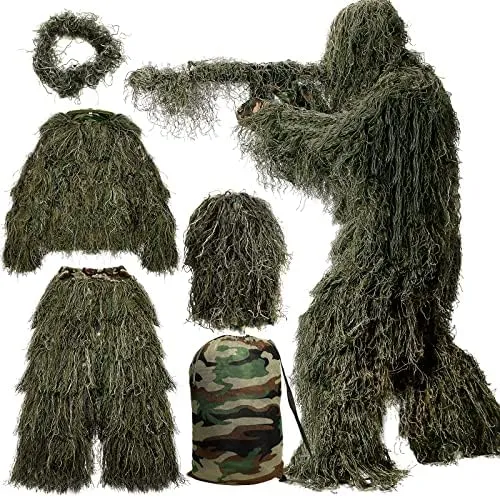 Adults MOPHOTO 5 in 1 Ghillie Suit 3D Camouflage Hunting Apparel Including Jacket