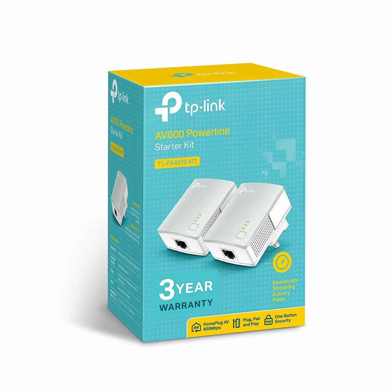 TP-Link TL-PA4010KIT Nano Powerline Adapter Starter Kit, No Configuration Required, UK Plug (Renewed)