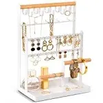  Jewelry Organizer Stand Necklace Organizer Earring Holder, 6 Tier 2- White