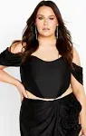 City Chic Plus Size Fleur Off Shoulder Fitted Corset - Black