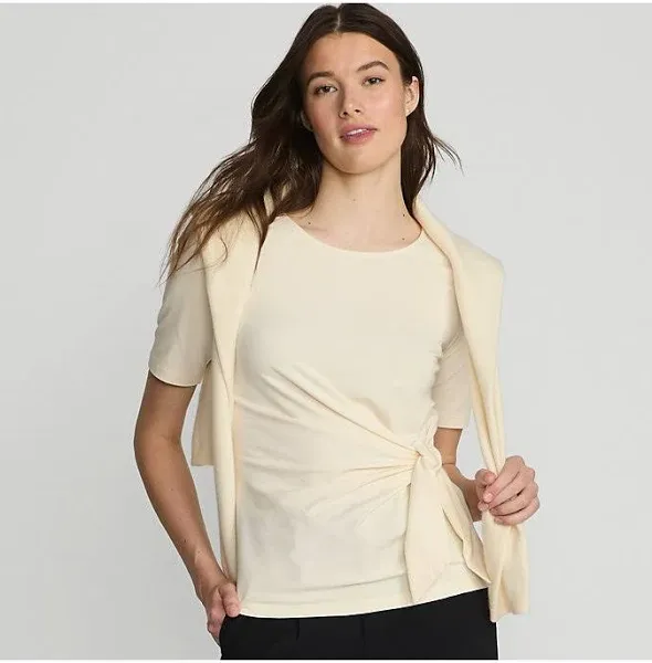 Lands' End Women's Lightweight Jersey Tie Front Top