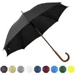 SoulRain 48" Arc Classic Wood Handle Umbrella Auto Open Windproof Clear Unbreakable Stick Rain Umbrella (Black)