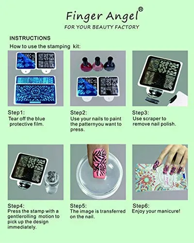 21Pcs Nail Stamp Plate Set 16Pcs Mix Design Stamping nail Art Plate + 2Nail Stamper + 2Scraper+1Pcs Case Nails Art Stamping Plate Scraper Stamper Set Leaves Flowers Nail plate V17-32