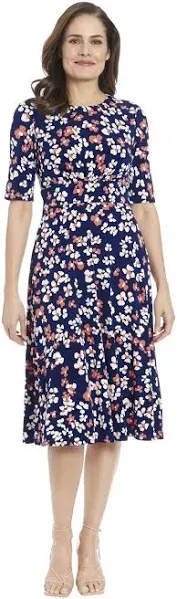 Women's London Times Printed Midi A-Line Dress