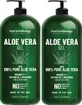 New York Biology Aloe Vera Gel for Face, Skin and Hair - Infused with Tea Tree Oil – From Fresh Aloe Vera Plant – Moisturizing Aloe Vera for Sunburn Relief and Dry Skin - 16.9 oz - Pack of 2