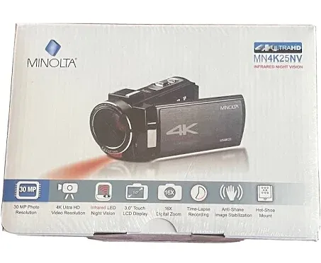 Minolta MN4K25NV 4K Ultra HD 30 MP Night Vision Camcorder