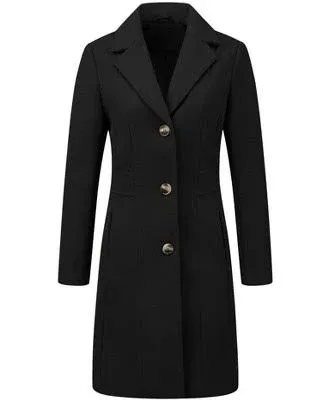 Single Breasted Notched Lapel Outerwear Winter Coats