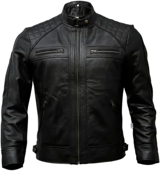 Men&#039;s Artistry XL Black Genuine Lambskin Leather Motorcycle Biker Jacket NEW