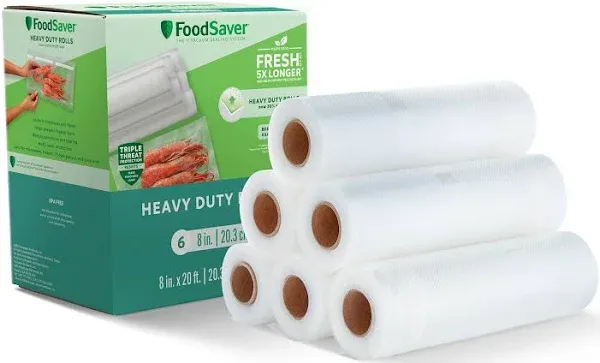 FoodSaver Heavy-Duty Vacuum Seal 8 x 20&#039; Roll, 6-Pack, Ideal for Food Storage