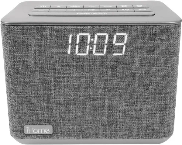 iHome iBT232 Bluetooth Dual Alarm FM Clock Radio with Speakerphone and USB Charg