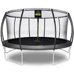 Moxie Pumpkin-Shaped Outdoor Trampoline Set with Premium Top-Ring Frame Safety Enclosure - Charcoal - 15'