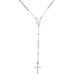 Delicate 2mm Virgin Mary Rosary Heart Cross Necklace Stainless Steel