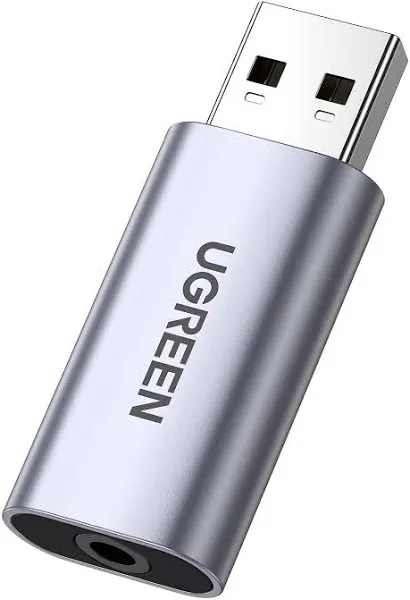 UGREEN USB to 3.5mm Headphone Jack Audio Adapter Stereo External Sound Card 4-Pole TRRS AUX Headset Microphone Earphone USB 2.0 Converter Compatible