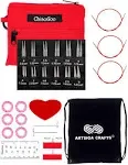 ChiaoGoo Twist Red Lace Shorties 2 & 3-Inch Small Red 7230-M Interchangeable Knitting Needle Set, 12-Pair Sizes US 0, 1, 1.5, 2, 2.5, 3, Stainless