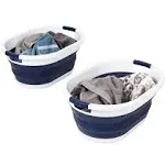 Honey-Can-Do Set of 2 Collapsible Hampers Navy Blue/White