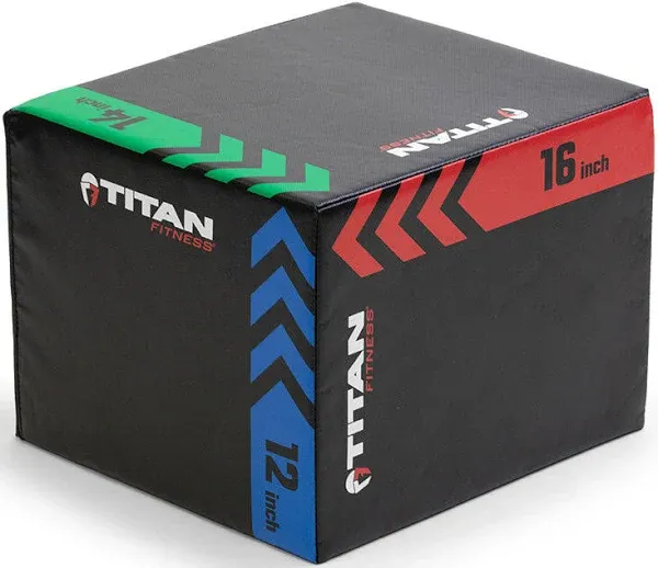 Titan Fitness Youth Heavy Foam Plyometric Jump Box, 12in 14in 16in, Pro-Duty Foam Plyo Box, Step Up Exercise Platform, Box Squat Workout Step, Box Jumps for Home Gym, Box Jump Plyometric Box