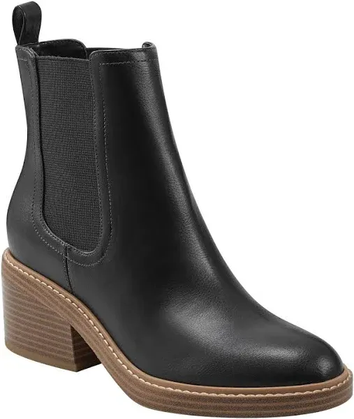 Marc Fisher Women's Modesty Faux Leather Stack Heel Ankle Boots