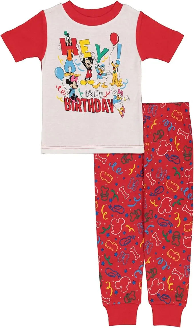 Disney 2-Piece Snug-fit Cotton Holiday Pajama Set, Soft & Cute for Kids