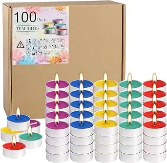 50 Packs Assorted Colors Unscented Tealights Candle Bulk